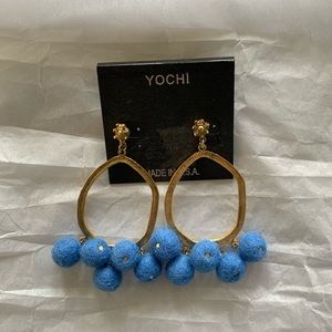 Gold & Blue Yochi Earrings